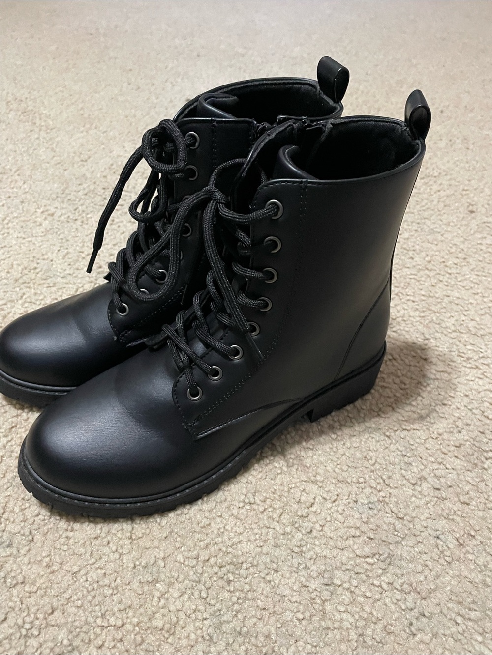 MIA Black Lace-Up Combat Ankle Boots